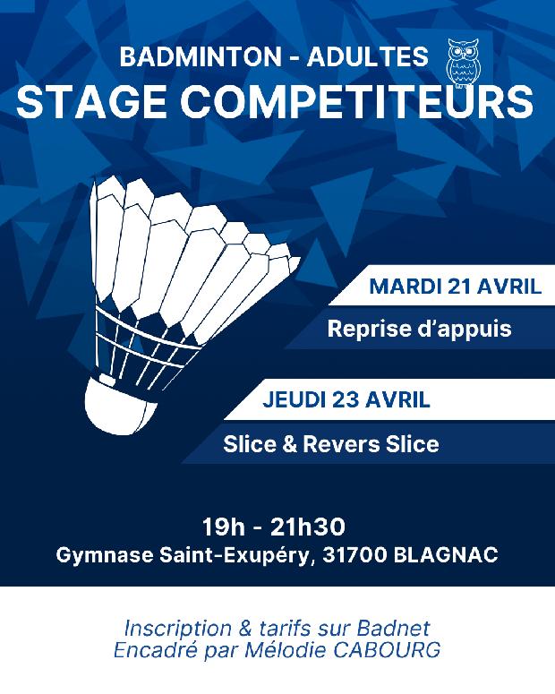 Stage Adultes Compétiteurs - avril 2026 (2 soirées)